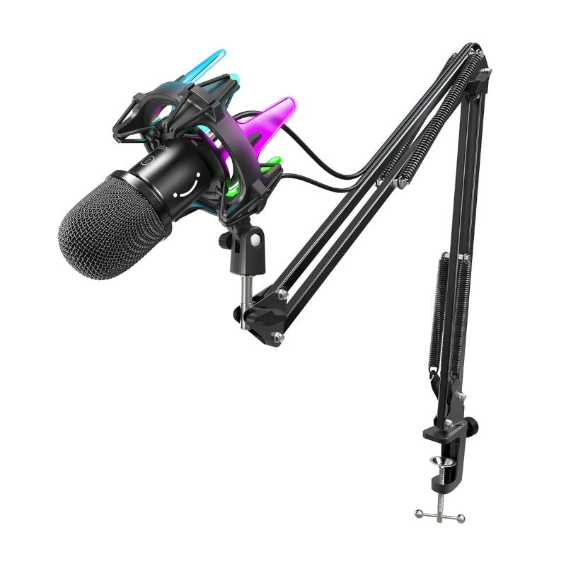 fifine-k651-usb-dynamic-microphone-with-rgb-arm-desk-mount-kit---black-1-image
