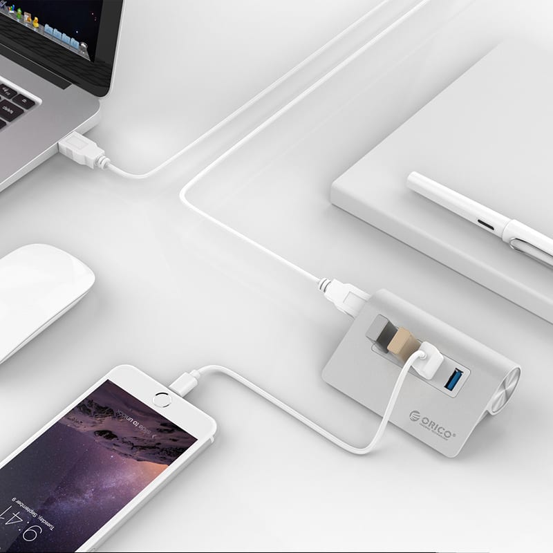 orico-4-port-usb3.0-hub-|4x-usb3.0-|-32-degree-incline-for-comfort-|-aluminium-2-image