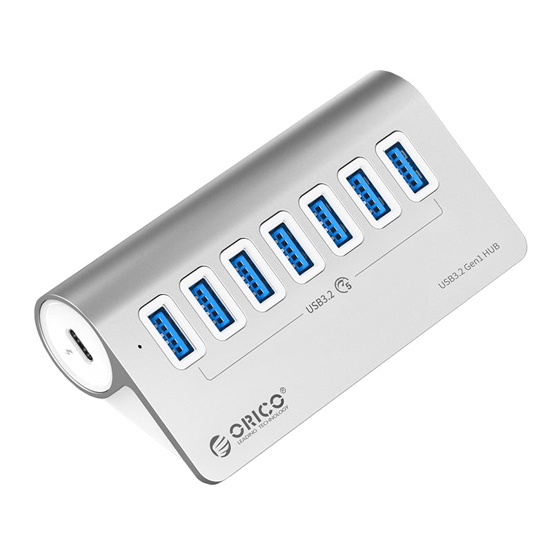 orico-aluminum-alloy-7-port-usb-hub-|-7x-usb-3.2-type-a-|-type-a-to-type-c-(90-degree-type-c-|-1m-|-1-image