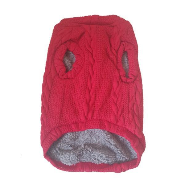 Cable Knit Jersey For Dogs - Red - 4aPet