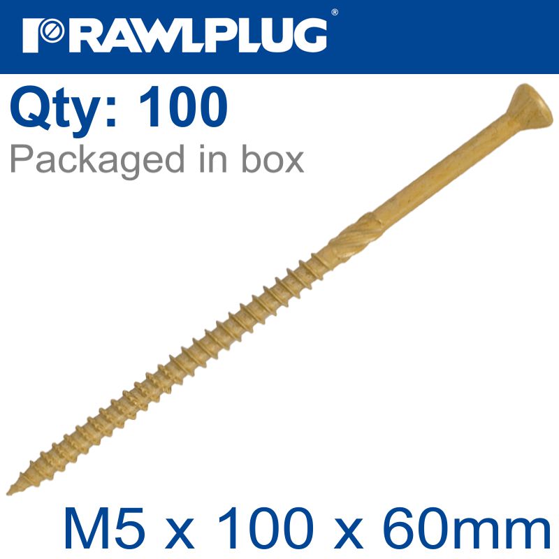 rawlplug-r-dsx-decking--screws-m5-x-100x60-ginger-ruspert-x100-tub-raw-r-sl1-dsx-5100-2