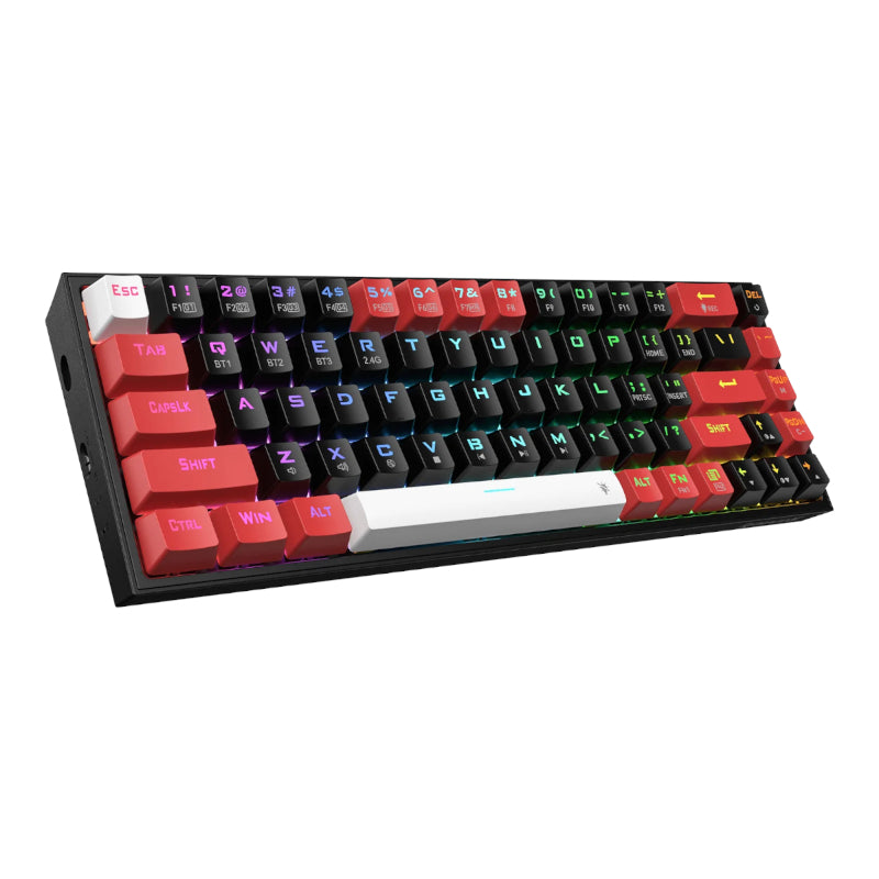 redragon-castor-pro-68key-wireless-red|black|white-keycap-bluetooth-rgb-red-switch---black|red-2-image