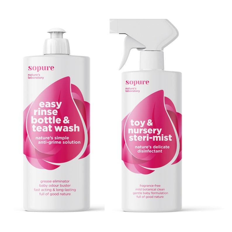 SoPure Baby Nursery Pack (1 x SoPure Toy & Nursery Steri-Mist 500 ml and 1 x Easy Rinse Bottle & Teat Wash 500ml) - 4aKid