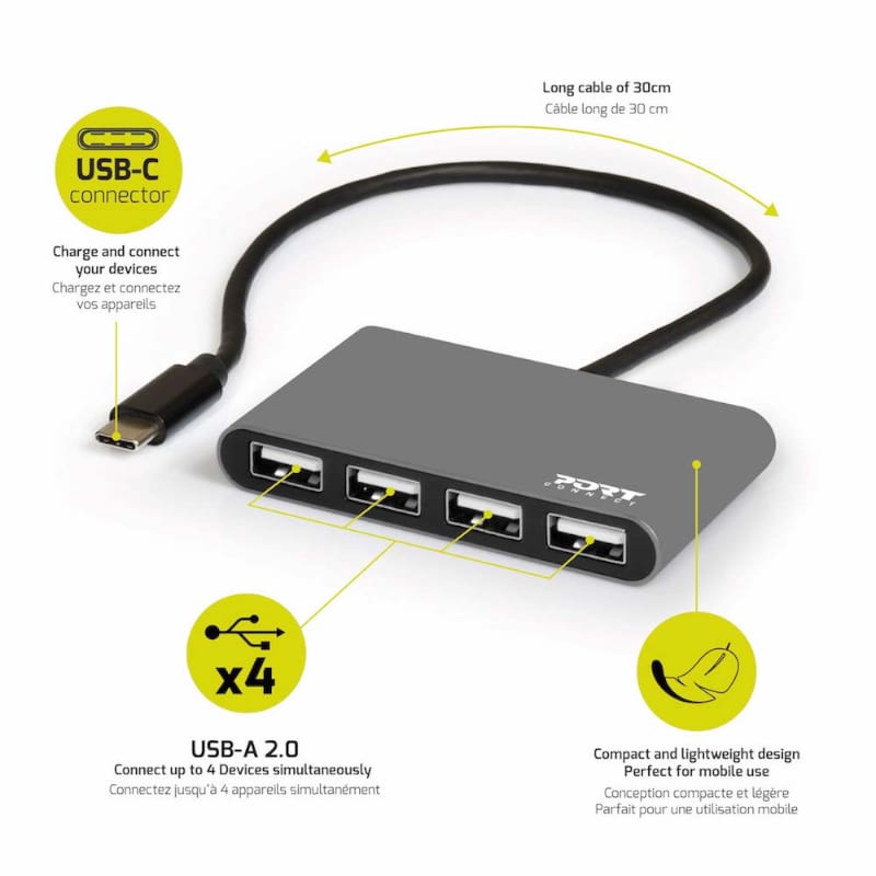 port-usb-type-c-to-4-x-usb2.0-480mbs-4-port-hub---black-5-image