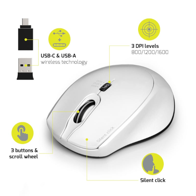 port-wireless-silent-3600dpi-3-button-usb-and-type-c-dongle-mouse---white-3-image