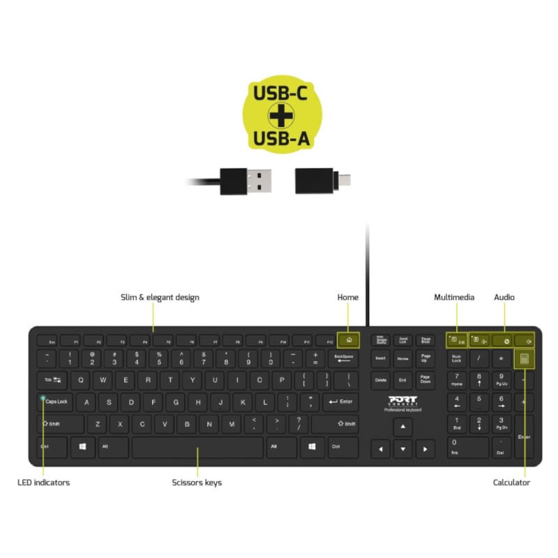 port-office-executive-low-profile-109key-wired-keyboard---black-4-image