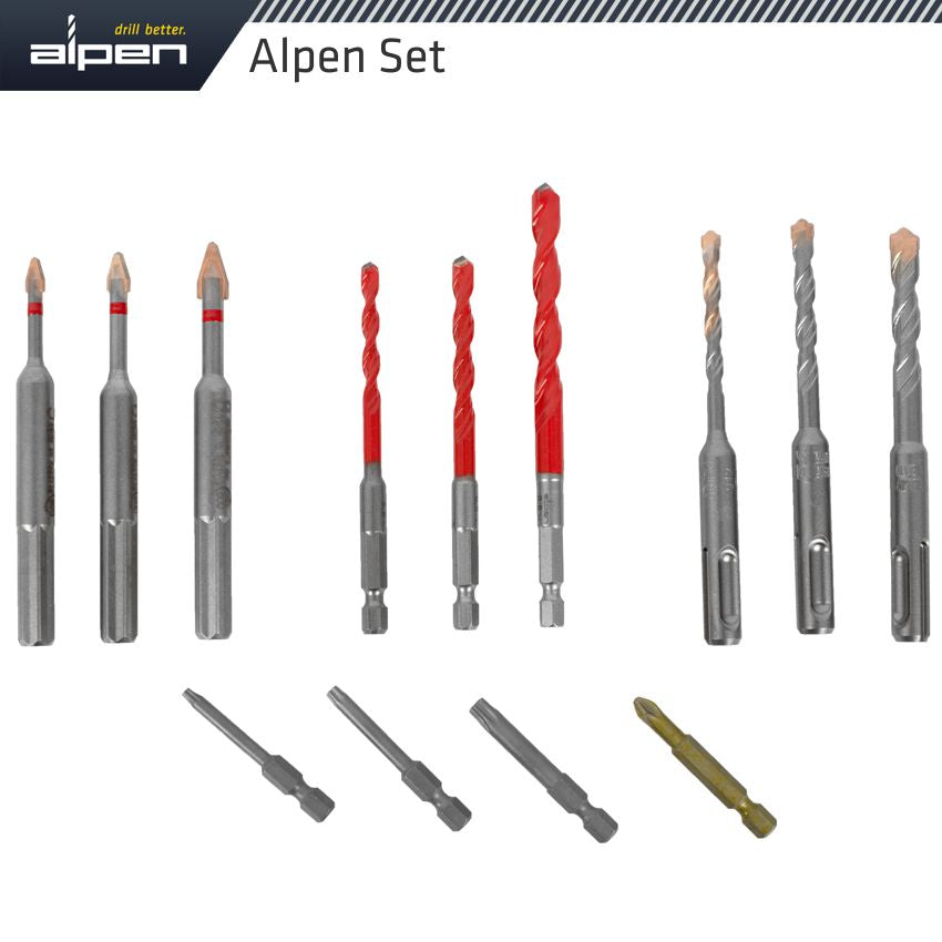 alpen-drill-screwset-kit-13-13-pcs-c-prot,multi-6-kant,sds-plus-f4-,4-bits-alp303213-2