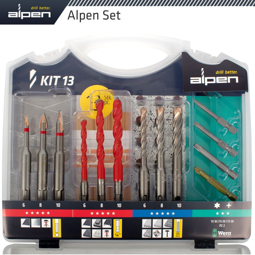 alpen-drill-screwset-kit-13-13-pcs-c-prot,multi-6-kant,sds-plus-force-x4-bit-alp303513-5