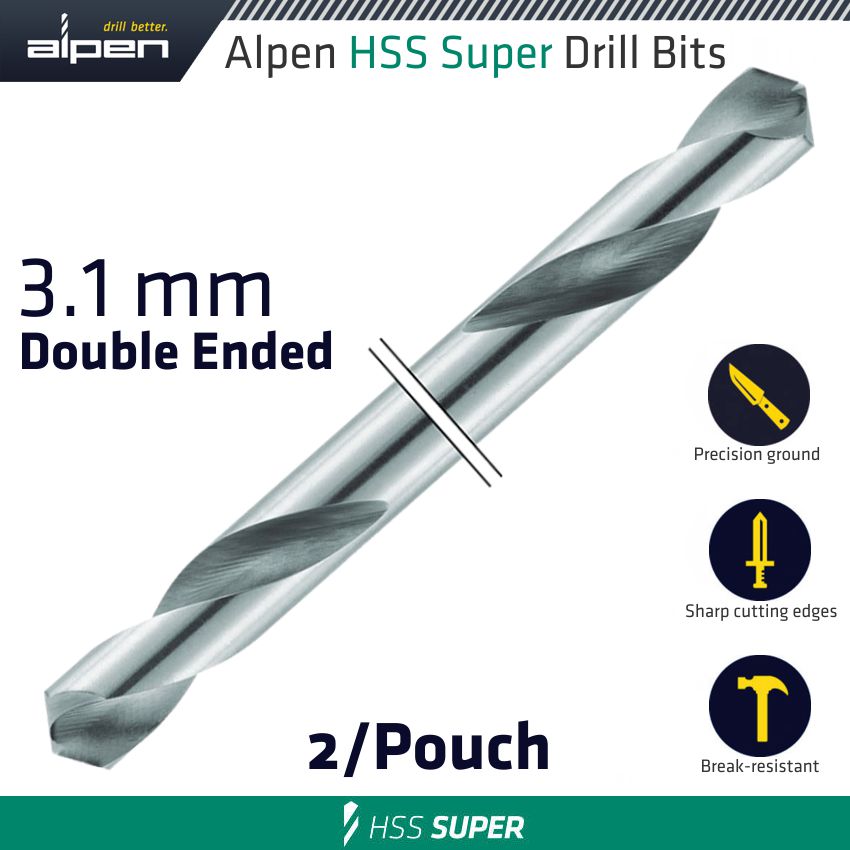 alpen-hss-super-drill-bit-double-ended-3.1mm-2/pouch-alp371031-2