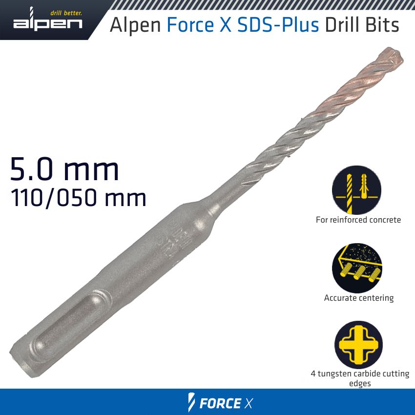 alpen-force-x-5.0-x-110/050-sds-plus-drill-bit-x4-cutting-edges---bulk-alp762005-1