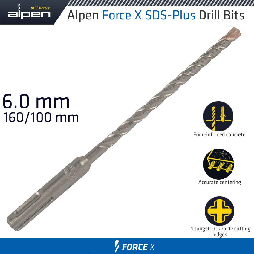 alpen-force-x-6.0-x-160/100-sds-plus-drill-bit-x4-cutting-edges---bulk-alp763006-1