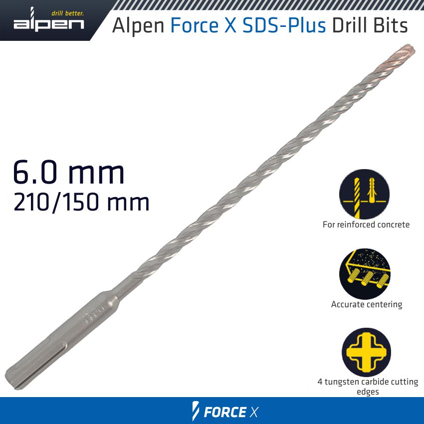 alpen-force-x-6.0-x-210/150-sds-plus-drill-bit-x4-cutting-edges---bulk-alp764006-1