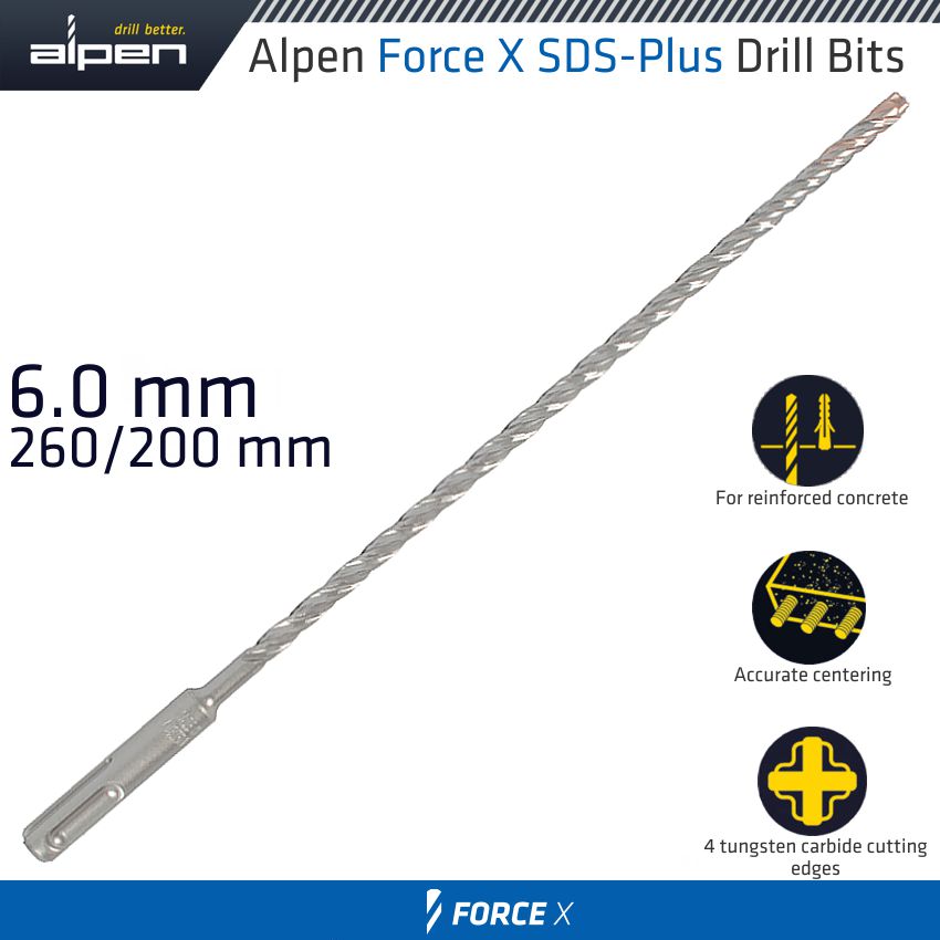 alpen-force-x-6.0-x-260/200-sds-plus-drill-bit-x4-cutting-edges---bulk-alp765006-1