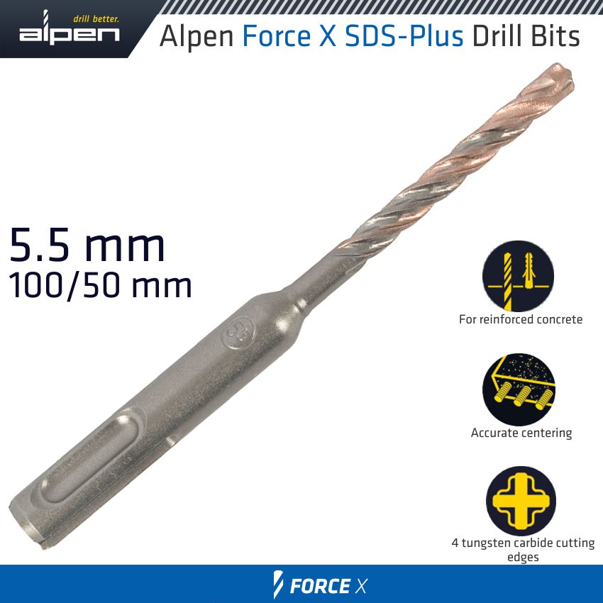 alpen-force-x-5.5-x-110/050-sds-plus-drill-bit-x4-cutting-edges-alp8050055-3