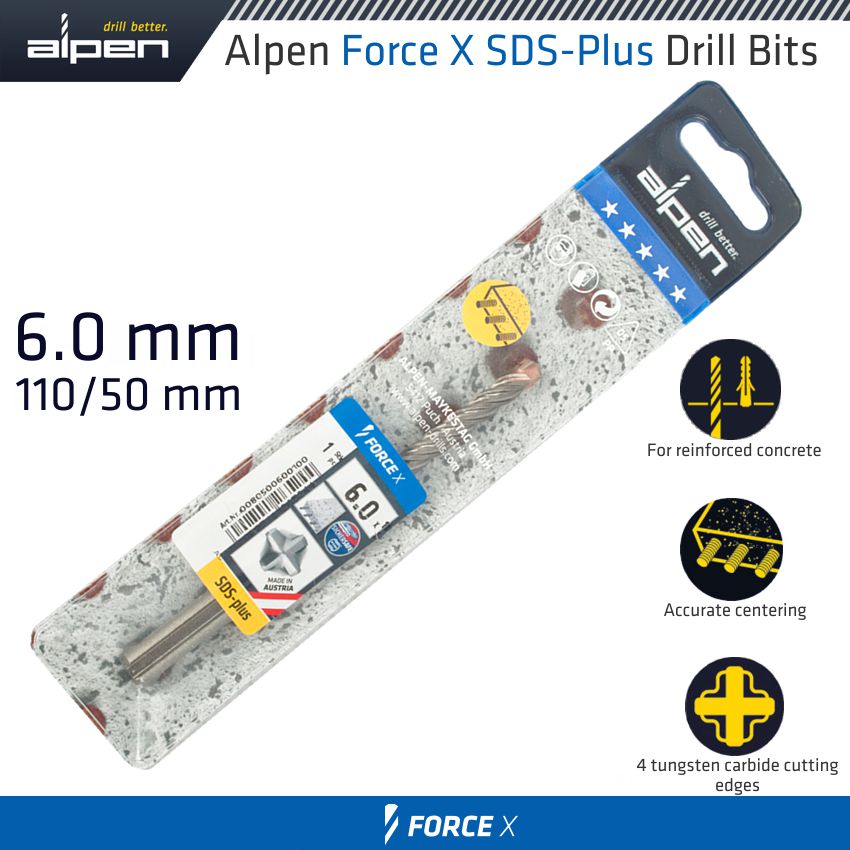 alpen-force-x-6.0-x-110/050-sds-plus-drill-bit-x4-cutting-edges-alp805006-3