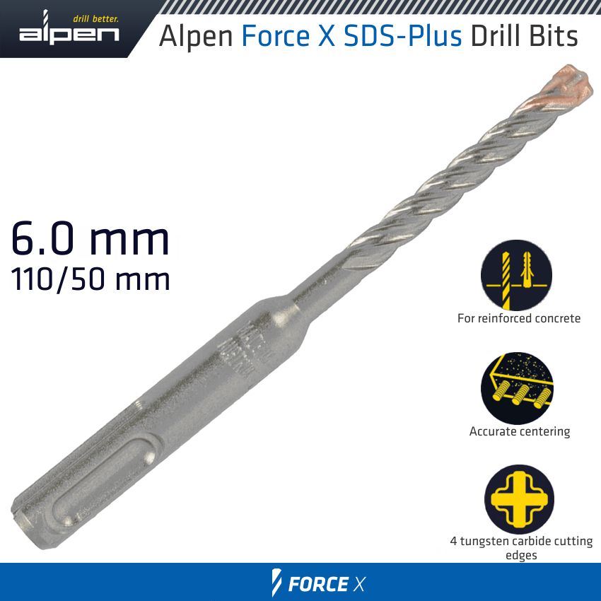 alpen-force-x-6.0-x-110/050-sds-plus-drill-bit-x4-cutting-edges-alp805006-2