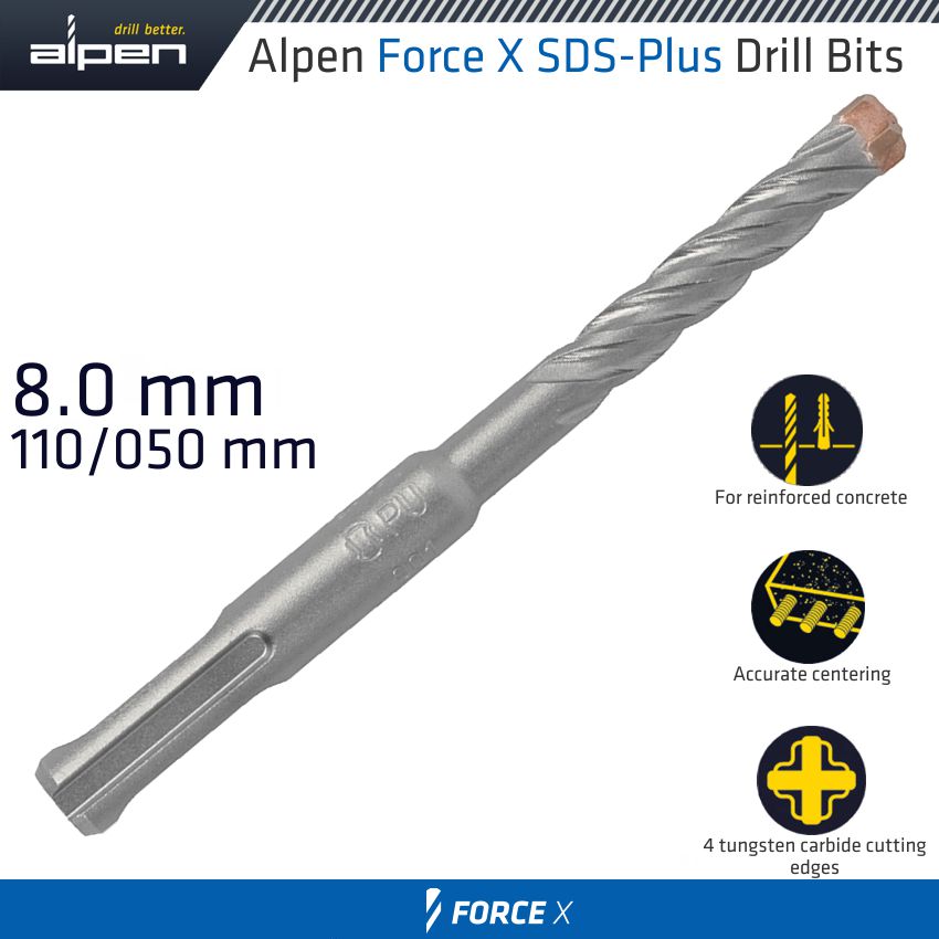 alpen-force-x-8.0-x-110/050-sds-plus-drill-bit-x4-cutting-edges-alp805008-3