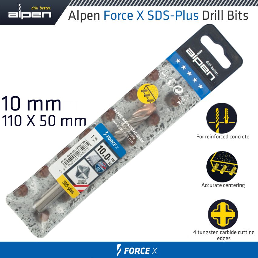 alpen-force-x-10.0-x110/050--sds-plus-drill-bit-x4-cutting-edges-alp805010-1