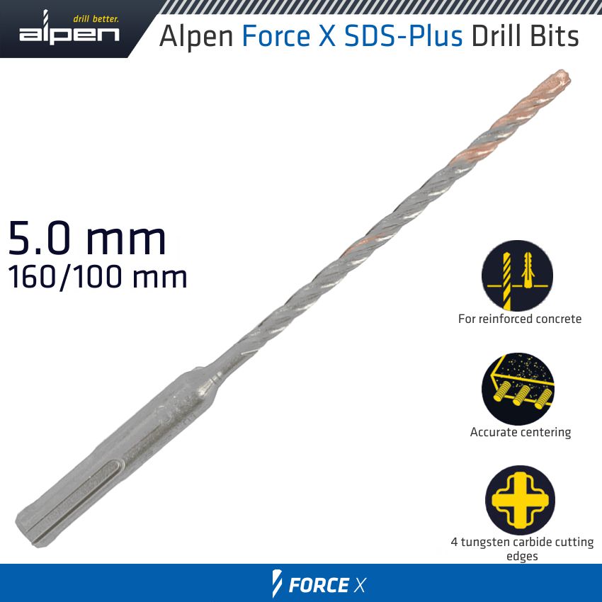 alpen-force-x-5.0-x-160/100-sds-plus-drill-bit-x4-cutting-edges-alp815005-2