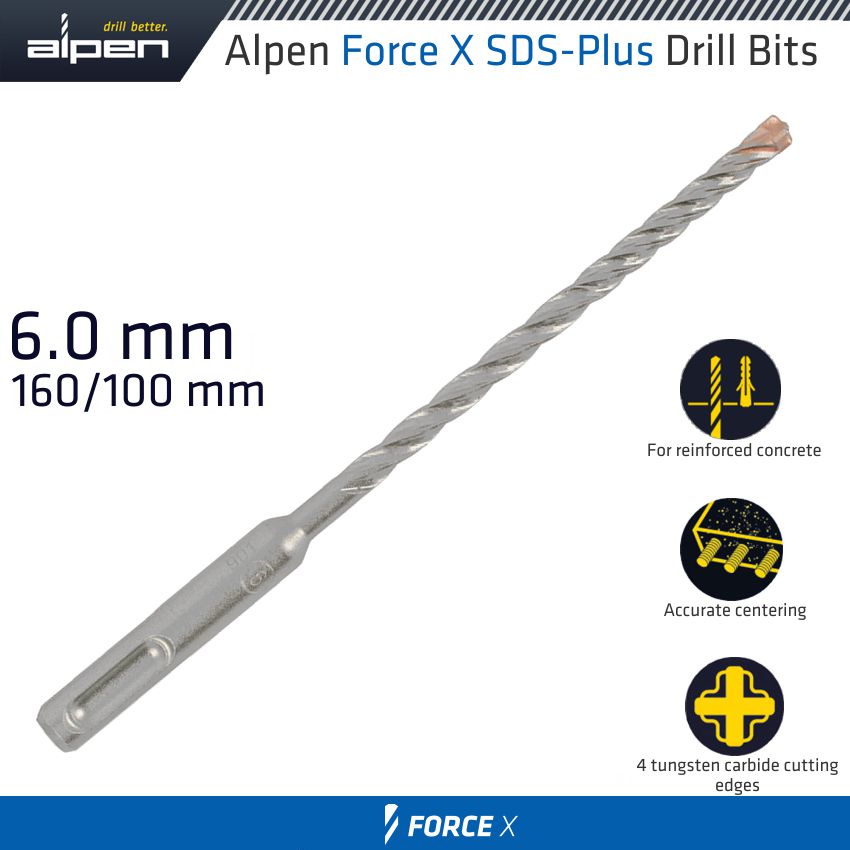 alpen-force-x-6.0-x-160/100-sds-plus-drill-bit-x4-cutting-edges-alp815006-2