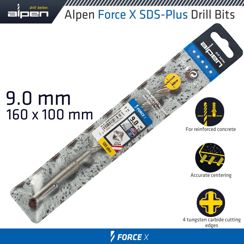 alpen-force-x-9.0-x-160/100-sds-plus-drill-bit-x4-cutting-edges-alp815009-3