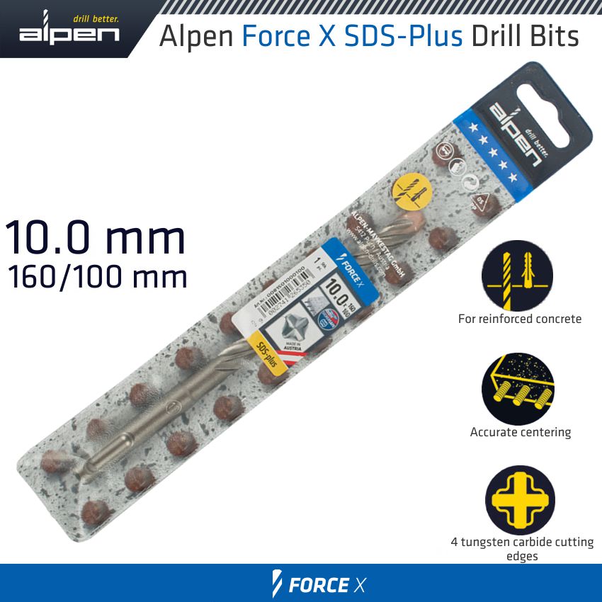 alpen-force-x-10.0-x-160/100--sds-plus-drill-bit-x4-cutting-edges-alp815010-3