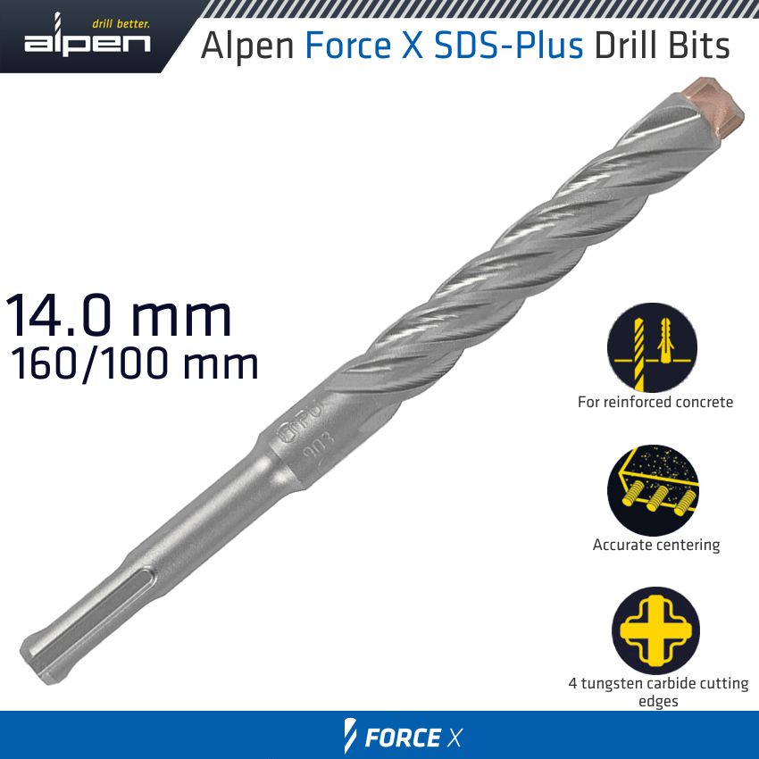 alpen-force-x-14.0-x-160/100--sds-plus-drill-bit-x4-cutting-edges-alp815014-3