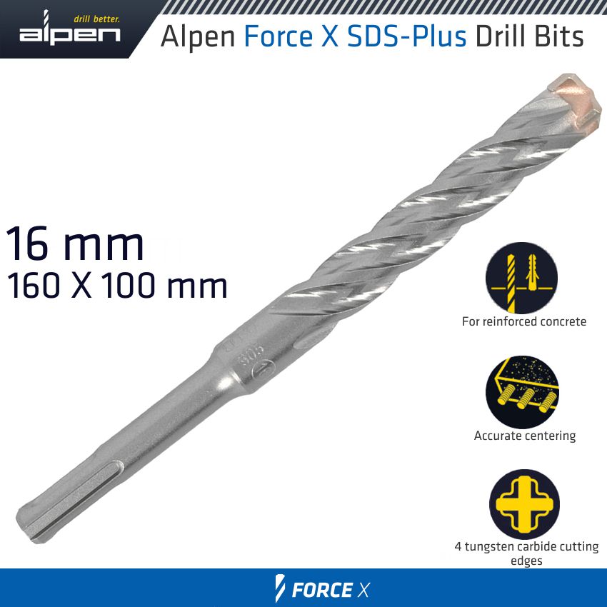 alpen-force-x-16.0-x160/100--sds-plus-drill-bit-x4-cutting-edges-alp815016-3