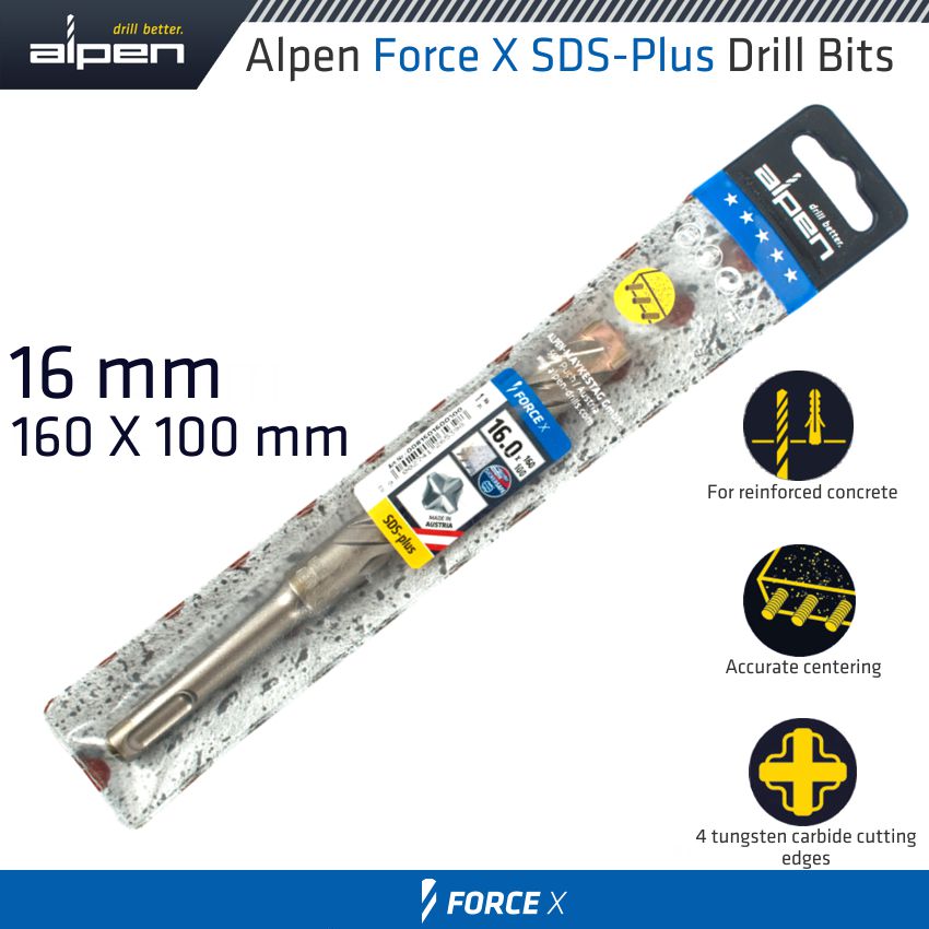 alpen-force-x-16.0-x160/100--sds-plus-drill-bit-x4-cutting-edges-alp815016-1