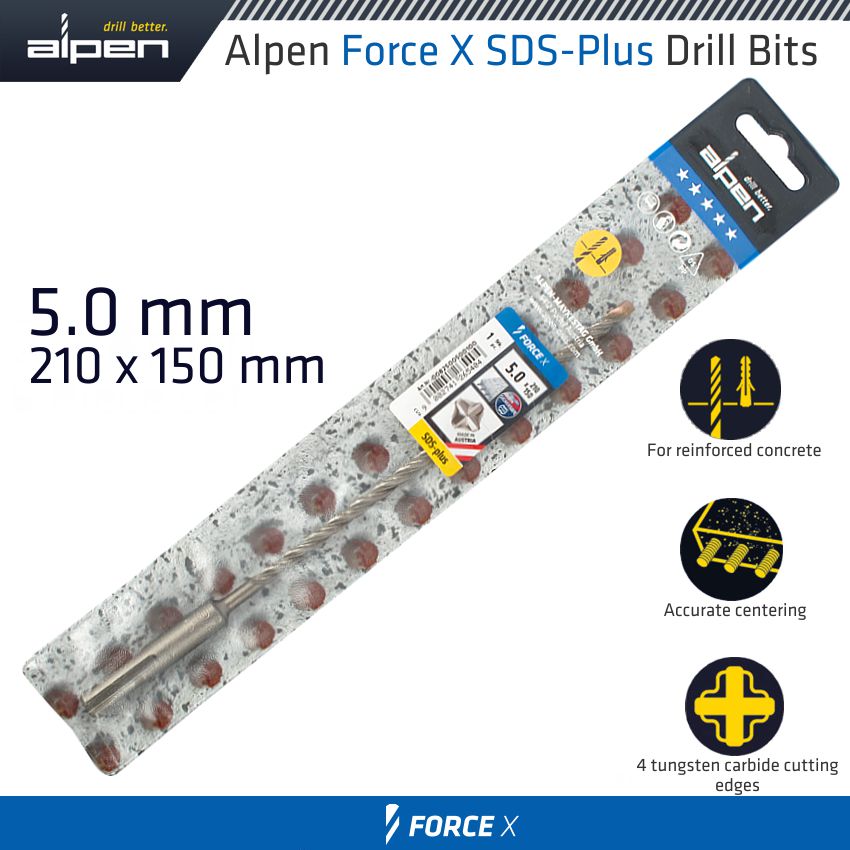 alpen-force-x-5.0-x-210/150-sds-plus-drill-bit-x4-cutting-edges-alp825005-3