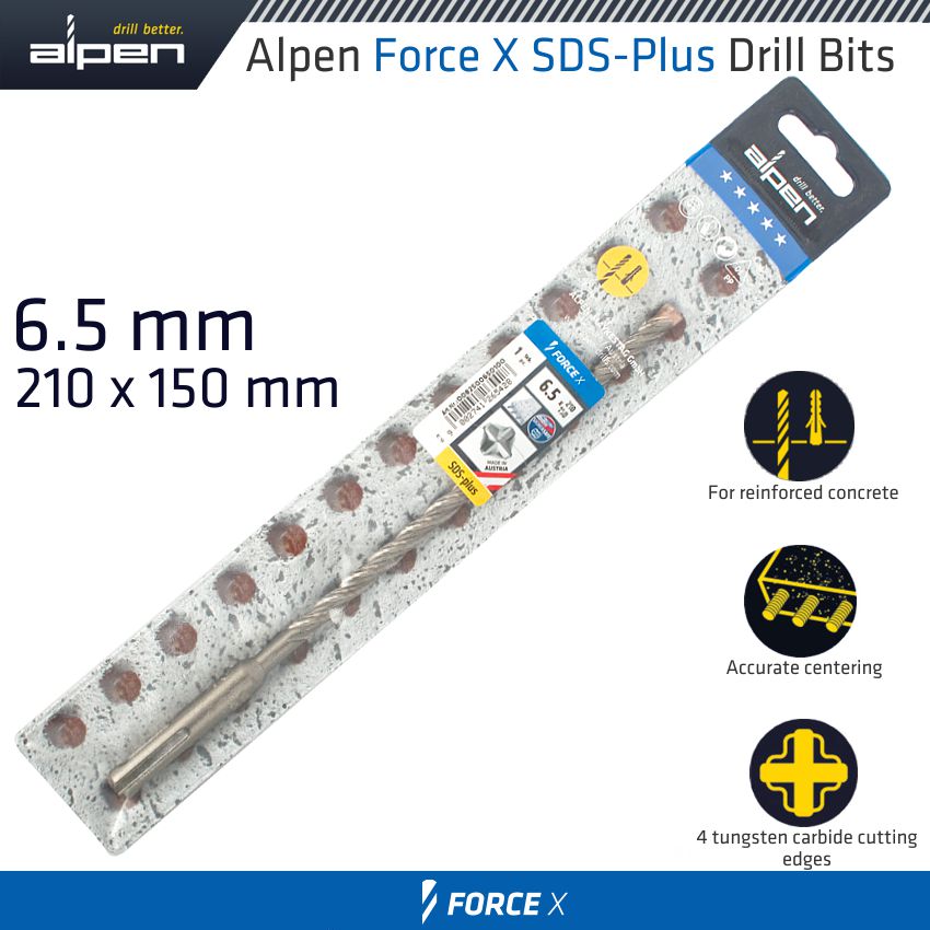 alpen-force-x-6.5-x-210/150-sds-plus-drill-bit-x4-cutting-edges-alp8250065-3