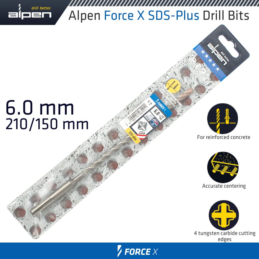 alpen-force-x-6.0-x-210/150-sds-plus-drill-bit-x4-cutting-edges-alp825006-2