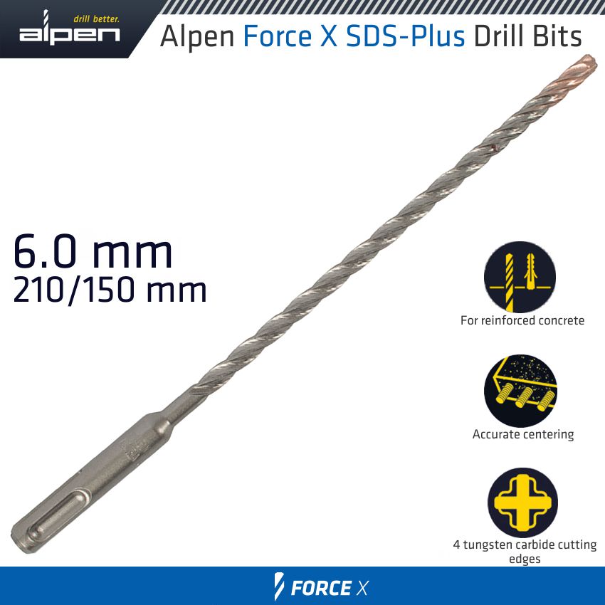 alpen-force-x-6.0-x-210/150-sds-plus-drill-bit-x4-cutting-edges-alp825006-3