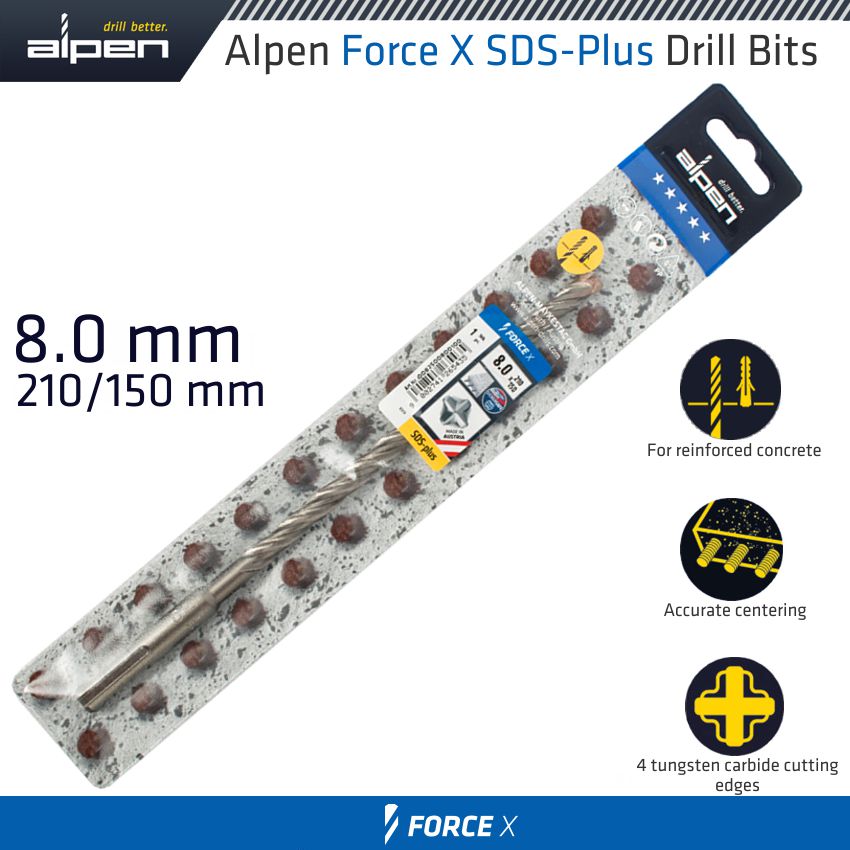 alpen-force-x-8.0-x-210/150-sds-plus-drill-bit-x4-cutting-edges-alp825008-3