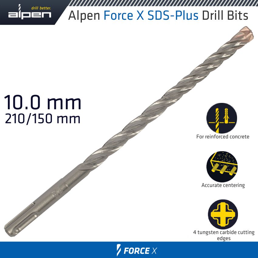 alpen-force-x-10.0-x-210/150--sds-plus-drill-bit-x4-cutting-edges-alp825010-2