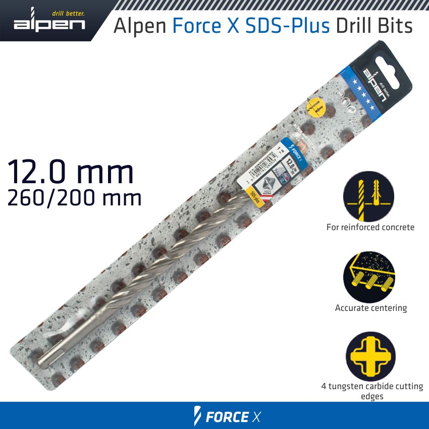 alpen-force-x-12.0-x-260/200--sds-plus-drill-bit-x4-cutting-edges-alp835012-3