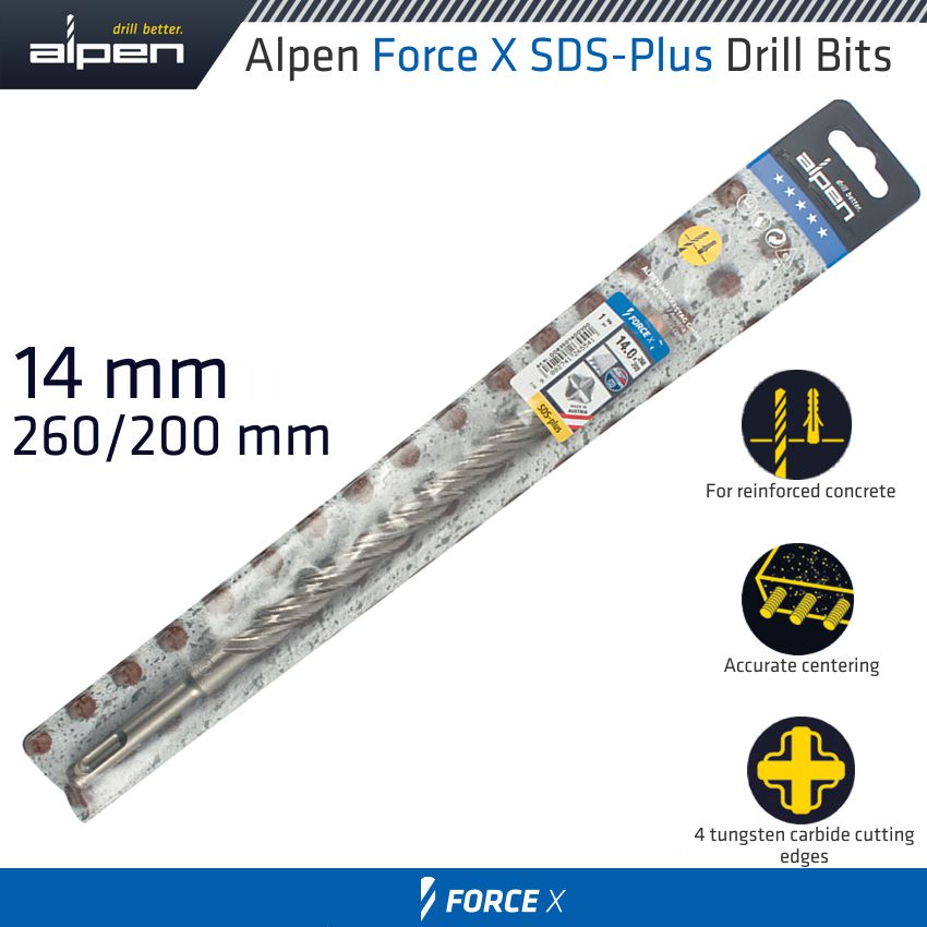 alpen-force-x-14.0-x-260/200--sds-plus-drill-bit-x4-cutting-edges-alp835014-3