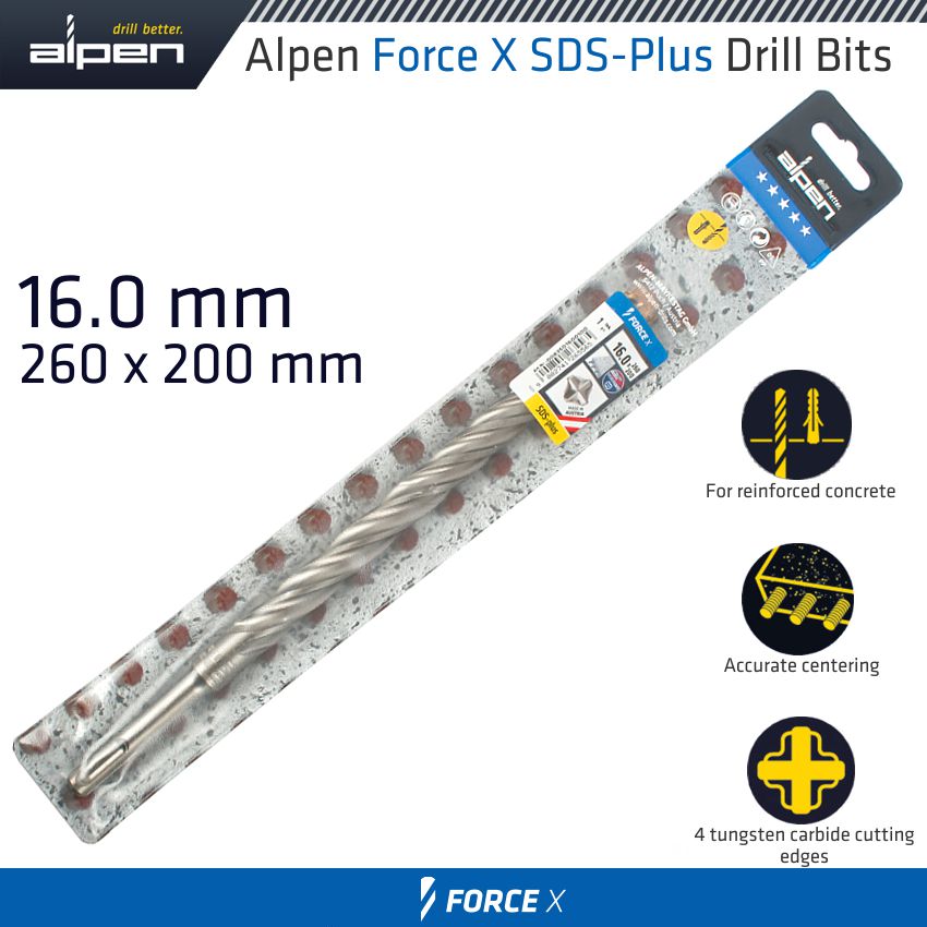 alpen-force-x-16.0-x-260/200--sds-plus-drill-bit-x4-cutting-edges-alp835016-3