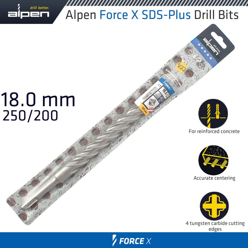 alpen-force-x-18.0-x-250/200--sds-plus-drill-bit-x4-cutting-edges-alp835018-2