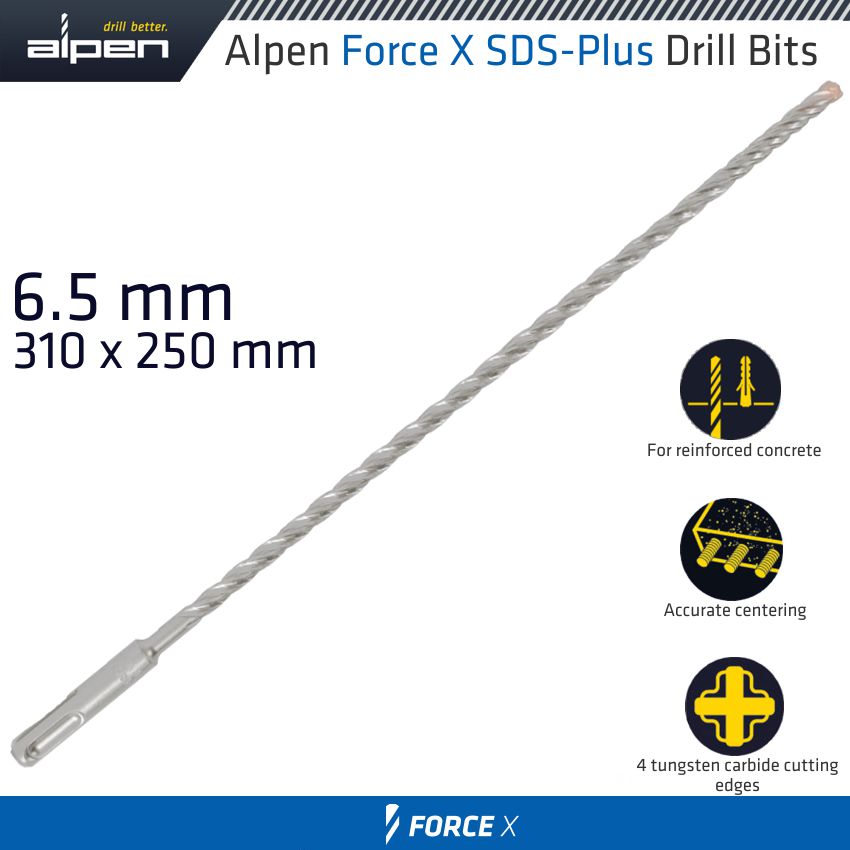 alpen-force-x-6.5-x-310/250-sds-plus-drill-bit-x4-cutting-edges-alp8450065-1