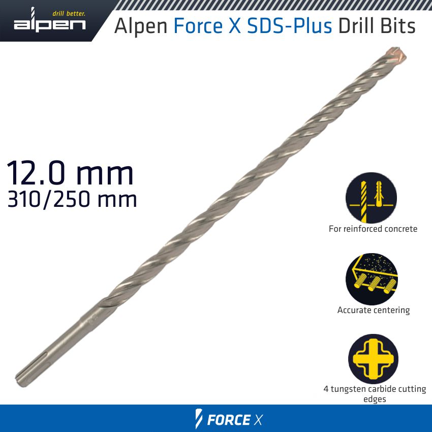 alpen-force-x-12.0-x-310/250--sds-plus-drill-bit-x4-cutting-edges-alp845012-2