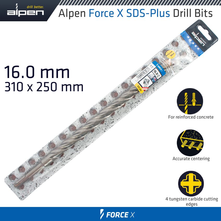 alpen-force-x-16.0-x-310/250--sds-plus-drill-bit-x4-cutting-edges-alp845016-3