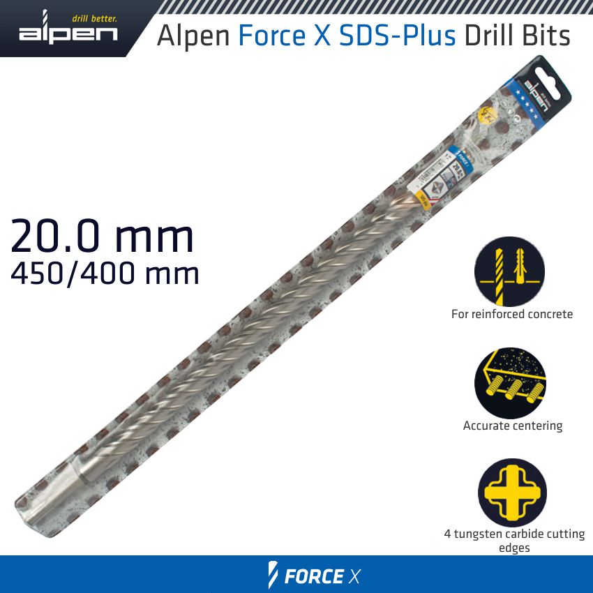 alpen-force-x-20.0-x-450/400--sds-plus-drill-bit-x4-cutting-edges-alp875020-3