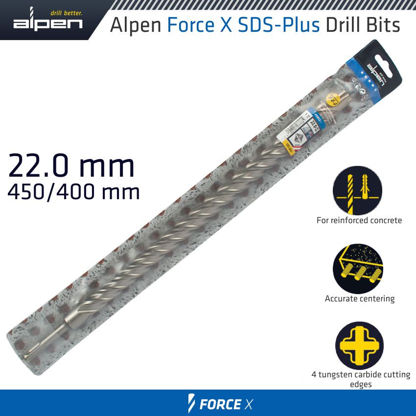 alpen-force-x-22.0-x-450/400--sds-plus-drill-bit-x4-cutting-edges-alp875022-3