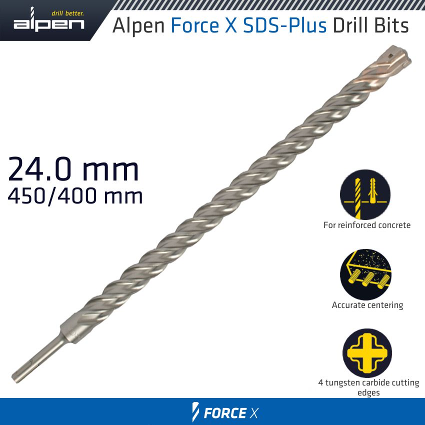 alpen-force-x-24.0-x-450/400--sds-plus-drill-bit-x4-cutting-edges-alp875024-2