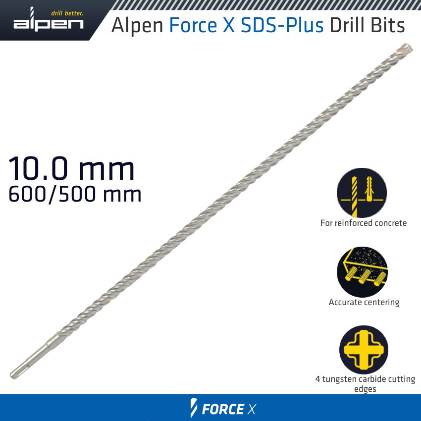 alpen-force-x-10.0-x-600/550--sds-plus-drill-bit-x4-cutting-edges-alp905010-1