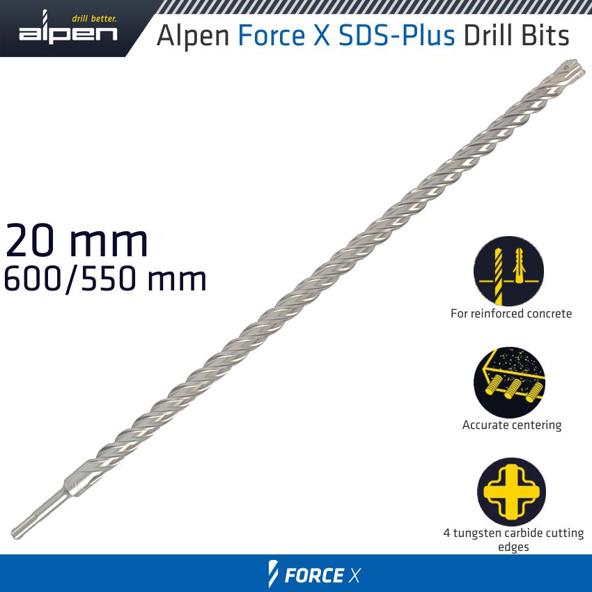 alpen-force-x-20.0-x-600/550--sds-plus-drill-bit-x4-cutting-edges-alp905020-3