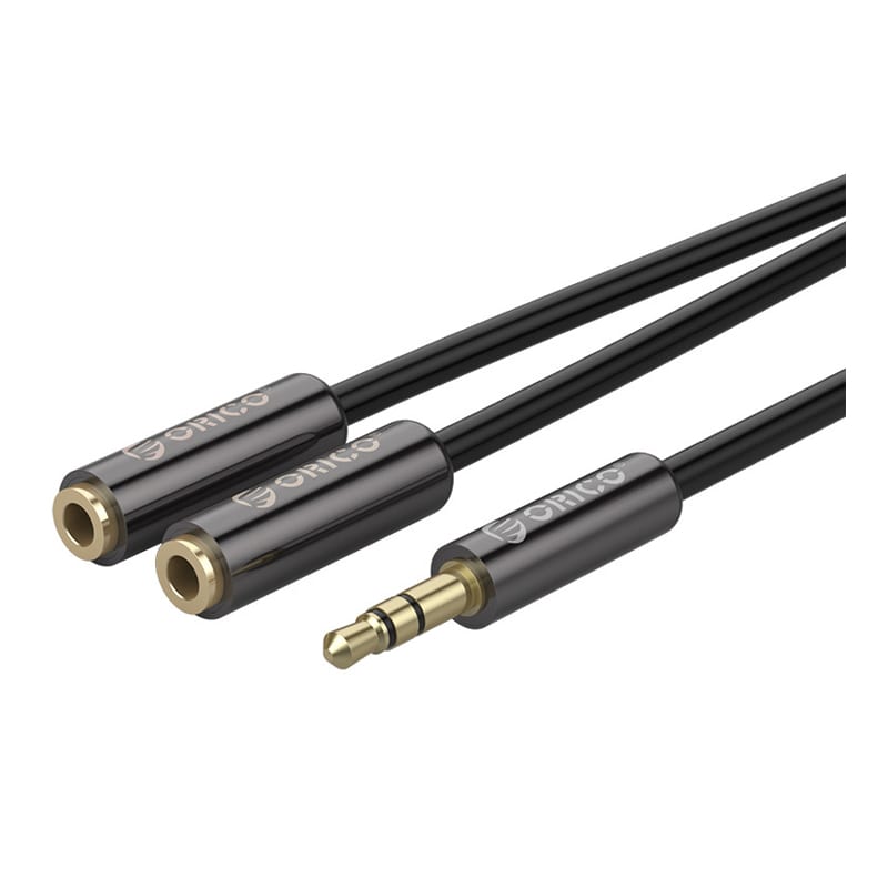 orico-splitter-aux-1-x-3.5mm-(male)-to-2-x-3.5mm-(female)-25cm-gold-plated---black-1-image
