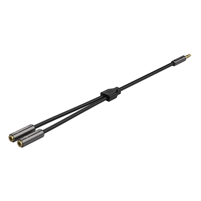 orico-splitter-aux-1-x-3.5mm-(male)-to-2-x-3.5mm-(female)-25cm-gold-plated---black-2-image