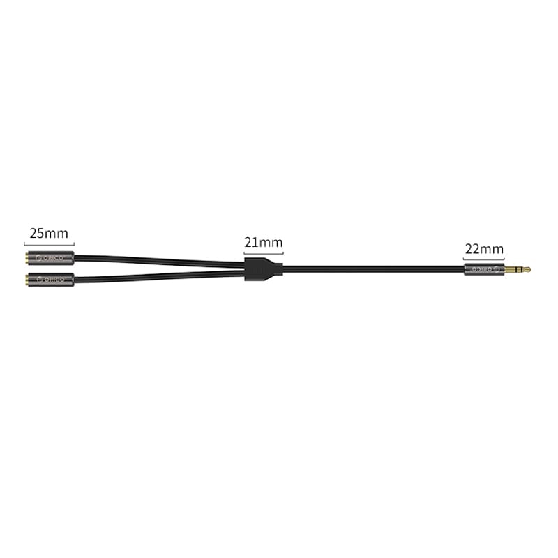 orico-splitter-aux-1-x-3.5mm-(male)-to-2-x-3.5mm-(female)-25cm-gold-plated---black-4-image